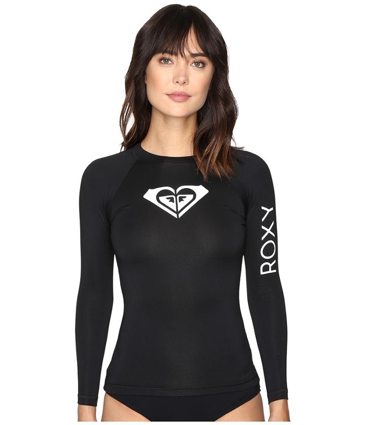 Roxy Whole Hearted Long Sleeve Rashguard (black) Women's Swimwear