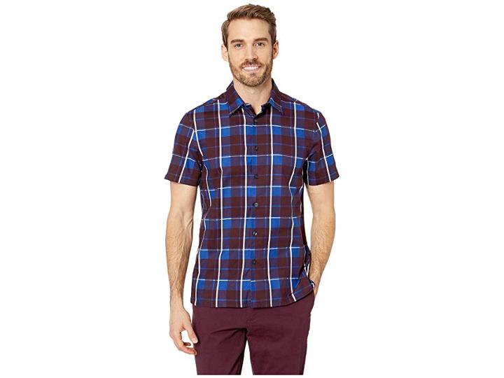 Perry Ellis Regular Fit Plaid Print Shirt (regal Blue) Men's Clothing