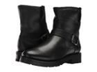 Frye Natalie Short Engineer Lug Shearling (black Waterproof Waxed Pebbled Leather/shearling) Women's Pull-on Boots