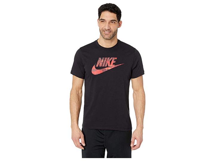 Nike Nsw Camo 1 Tee (black/team Red) Men's T Shirt
