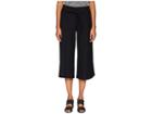 Eileen Fisher Lightweight Washable Stretch Crepe Wide Cropped Pants With Tie (black) Women's Casual Pants