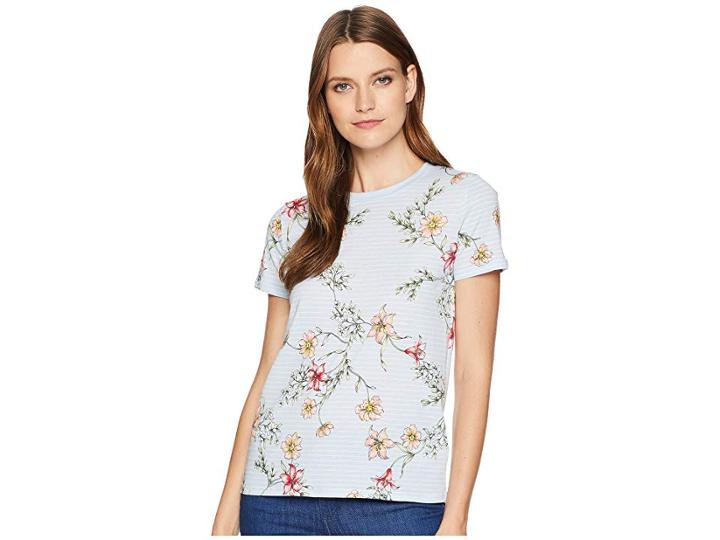 Lauren Ralph Lauren Floral Jersey T-shirt (blue Multi) Women's T Shirt