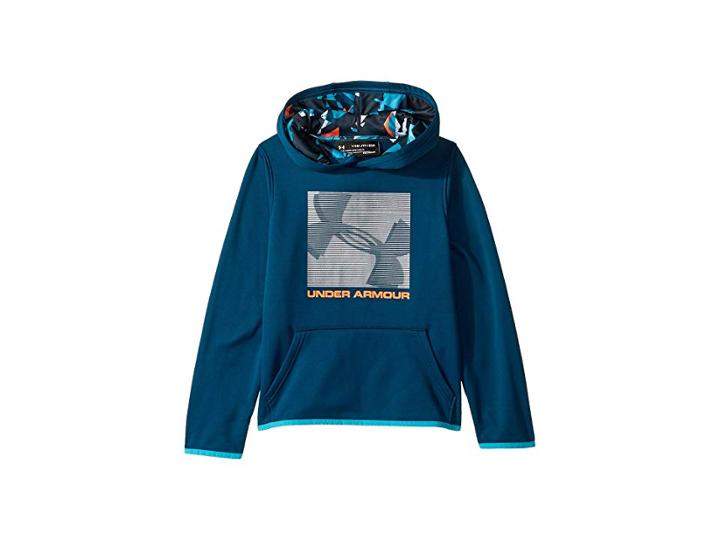 Under Armour Kids Af Logo Hoodie (big Kids) (techno Teal/magma Orange) Boy's Sweatshirt