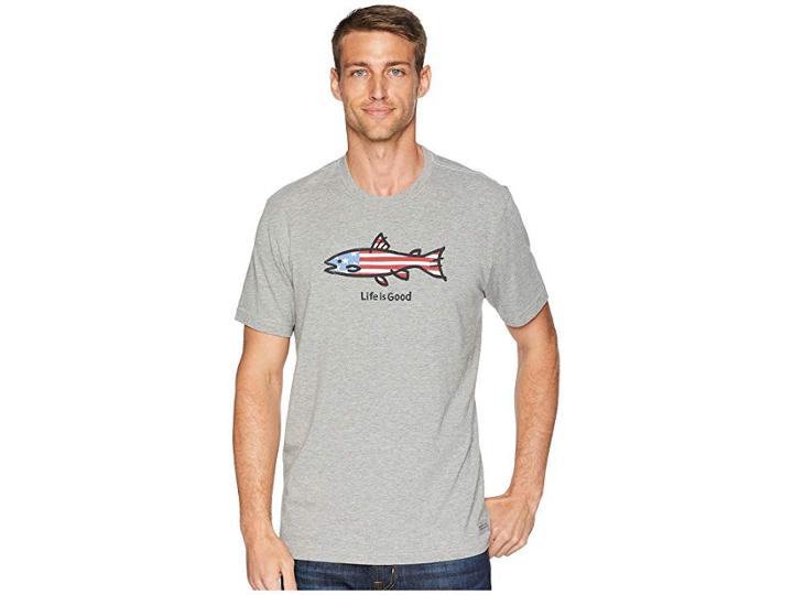 Life Is Good American Fish Crusher Tee (heather Gray) Men's T Shirt