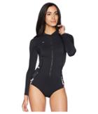 O'neill Prem Long Sleeve Surf Suit Back Zip (black/black/albany Floral) Women's Wetsuits One Piece