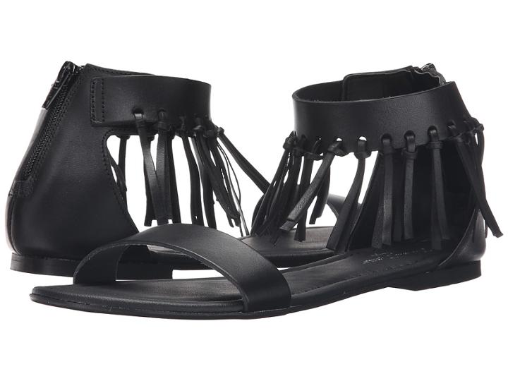 Massimo Matteo Ankle Strap Fringe Sandal (black) Women's Sandals