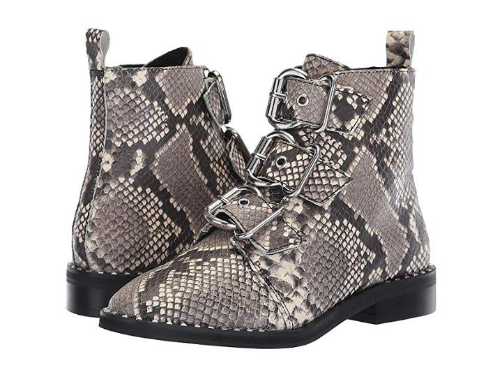 Steve Madden Recharge Moto Bootie (natural Snake) Women's Boots