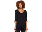 Mod-o-doc Sandwashed Modal Jersey 3/4 Sleeve Crossover Hem Tee (black) Women's T Shirt