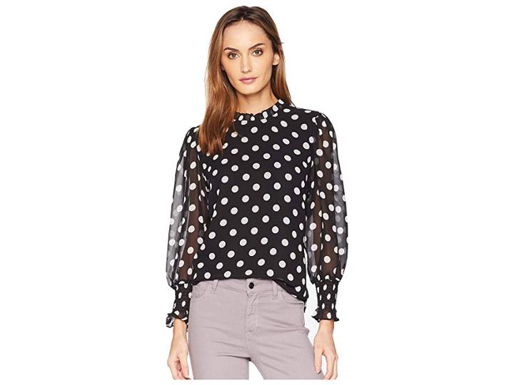 Vince Camuto Long Sleeve Smock Cuff Spotlight Melody Blouse (rich Black) Women's Blouse