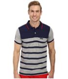 U.s. Polo Assn. Slim Fit Color Block Jersey Polo (heather Gray) Men's Short Sleeve Pullover