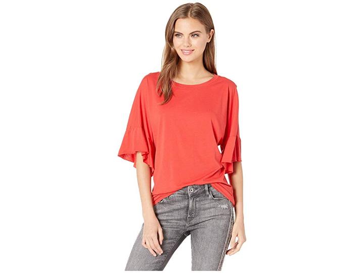 Lamade Erin Ruffle Sleeve Tee (molten Lava) Women's T Shirt