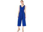 Tahari By Asl Sleeveless V-neck Scuba Crepe Jumpsuit With Self Tie Waist (cobalt) Women's Jumpsuit & Rompers One Piece