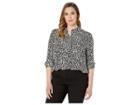 Anne Klein Plus Size Foxtrot Print Popover Tunic (anne Black/anne White) Women's Clothing