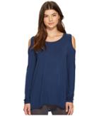 Lysse Cold Shoulder Top (blue Shadow) Women's Long Sleeve Pullover
