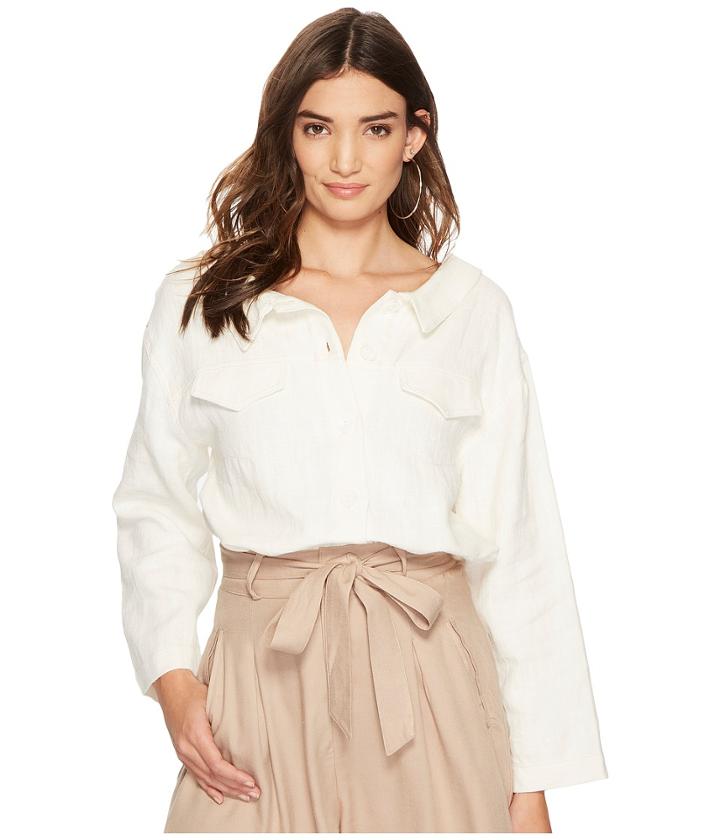 J.o.a. Lace-up Back Woven Jacket (white) Women's Clothing