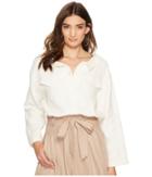 J.o.a. Lace-up Back Woven Jacket (white) Women's Clothing