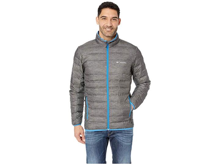 Columbia Lake 22 Down Jacket (charcoal Heather Print/azure Blue) Men's Coat