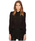 Boutique Moschino Side Bow Silk Button Up Top (black) Women's Dress