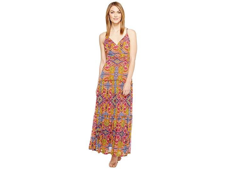 Taylor Floral Jersey Mesh Maxi (purple Multi) Women's Dress