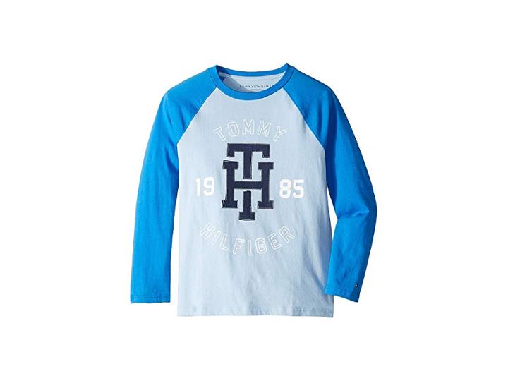 Tommy Hilfiger Kids Julius Long Sleeve Crew Neck Shirt (big Kids) (chambray Blue) Boy's Clothing