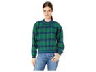 J.o.a. Plaid Pullover Top (green/navy Plaid) Women's Clothing