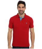 U.s. Polo Assn. Slim Fit Solid Pique Polo W/ Contrast Color Striped Under Collar (apple Cinnamon) Men's Short Sleeve Pullover