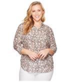 Lauren Ralph Lauren Plus Size Floral Cotton-silk Shirt (blush Multi) Women's Clothing