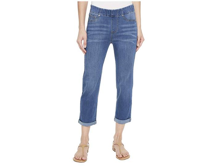 Liverpool Chloe Rolled Cuff Pull-on Capris In Silky Soft Denim In Coronado Mid (coronado Mid) Women's Jeans