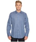 Bugatchi Long Sleeve Classic Fit Point Collar Shirt (classic Blue) Men's Clothing