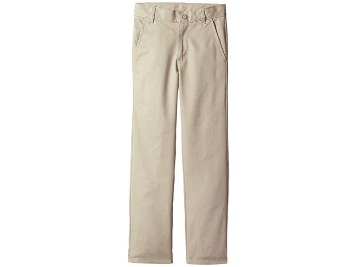Nautica Kids Slim Flat Front Twill Double Knee Pants (big Kids) (khaki) Boy's Casual Pants