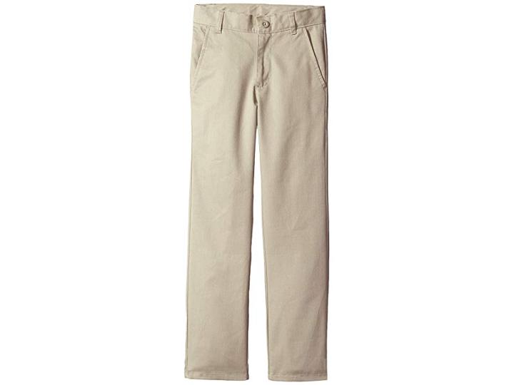 Nautica Kids Slim Flat Front Twill Double Knee Pants (big Kids) (khaki) Boy's Casual Pants