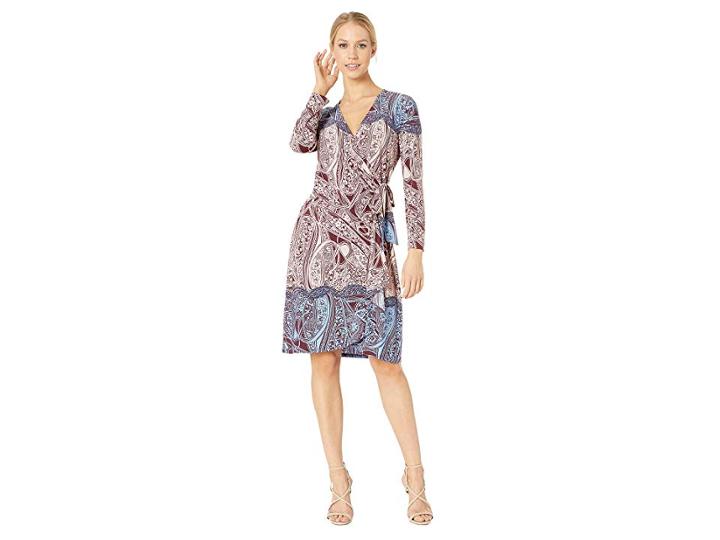 Bcbgmaxazria Adele Printed Wrap Dress (port Combo) Women's Dress