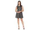 Vince Camuto Bonded Lace Extended Cap Fit And Flare (black/silver) Women's Dress
