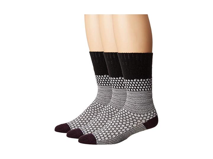 Smartwool Popcorn Cable 3-pack (black) Women's Crew Cut Socks Shoes