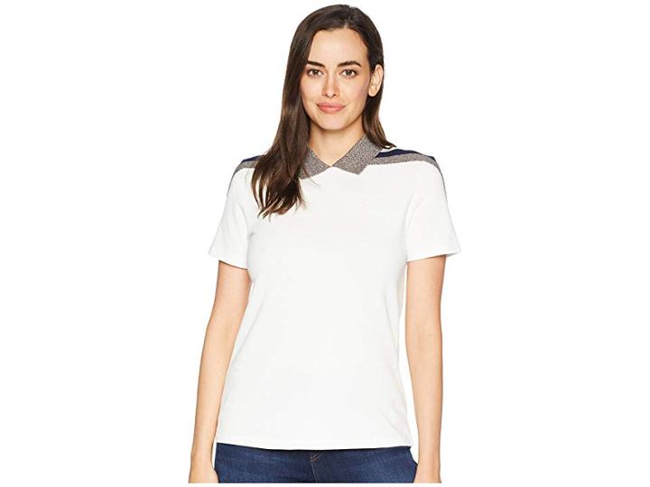 Lacoste Short Sleeve Slim Fit Mouline Pique Polo (cake Flour White/cake Flour White/cake Flour White) Women's Clothing