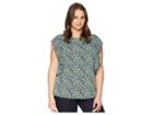 Michael Michael Kors Plus Size Tiny Wildflower Cascade Top (true Navy/green Apple Multi) Women's Short Sleeve Knit