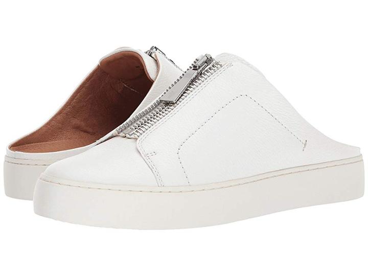 Frye Lena Zip Mule (white Tumbled Cow) Women's Clog/mule Shoes