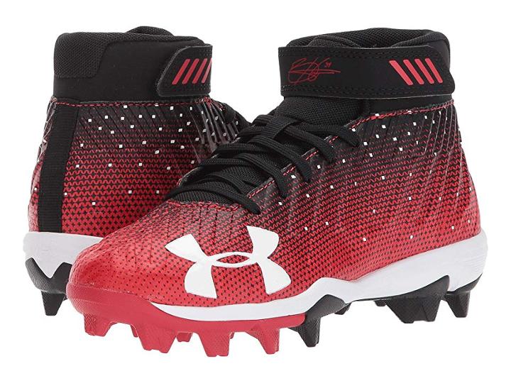 Under Armour Kids Harper Rm Jr. Baseball (little Kid/big Kid) (black/red) Kids Shoes