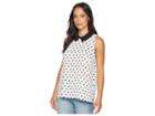 Cece Sleeveless Collared Star Palm Ditsy Blouse (new Ivory) Women's Blouse
