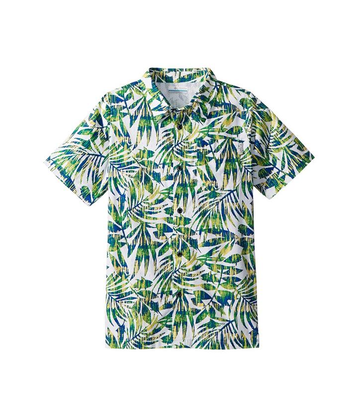 Columbia Kids Trollers Best Short Sleeve Shirt (little Kids/big Kids) (emerald City Palms Print) Boy's Short Sleeve Button Up
