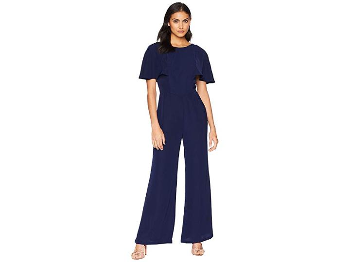 Adelyn Rae Arabelle Flutter Sleeve Jumpsuit (navy) Women's Jumpsuit & Rompers One Piece