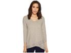 Mod-o-doc Skinny Stripe 3/4 Sleeve Stripe Crossover Hem Tee (grey) Women's T Shirt