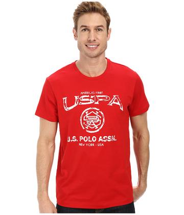 U.s. Polo Assn. Crew Neck Uspa Graphic T-shirt (engine Red) Men's T Shirt