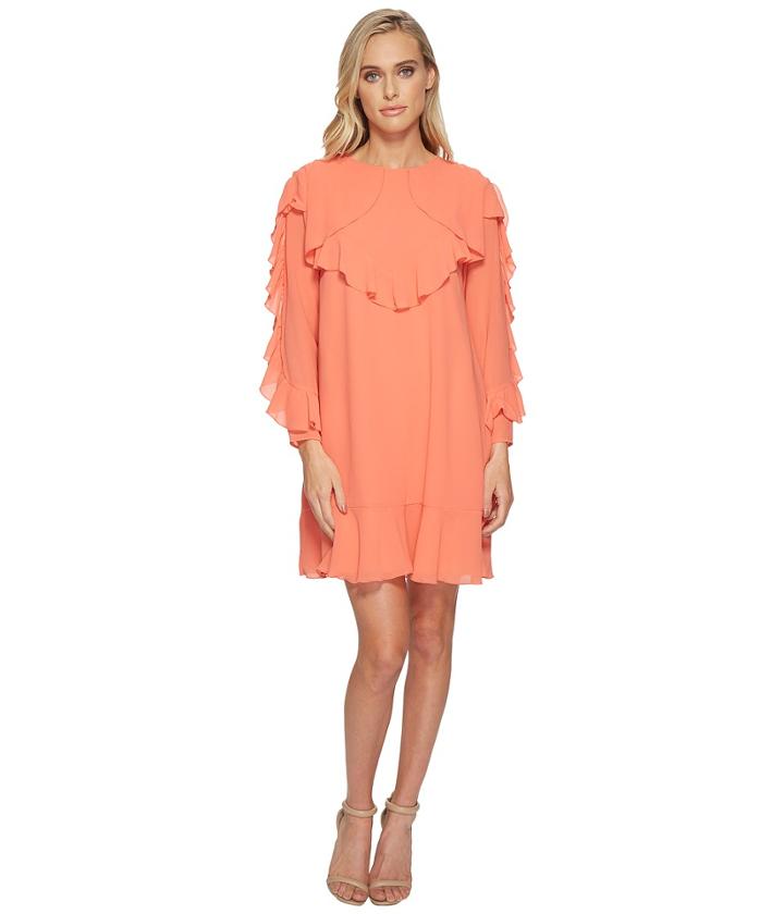Catherine Catherine Malandrino Keely Allover Ruffle Detail Dress (porcelain Rose) Women's Dress
