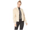 Chaser Faux Lamby Bomber Jacket (cream) Women's Long Sleeve Pullover