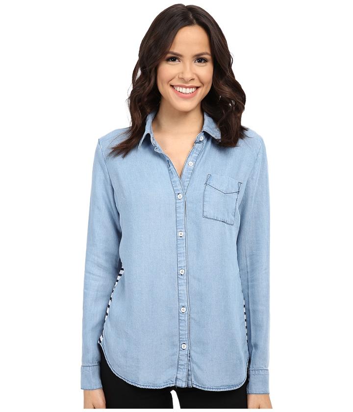 Splendid Cielo Indigo Shirt (light Wash) Women's Long Sleeve Button Up