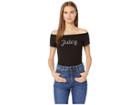 Juicy Couture Juicy Off The Shoulder Tee (pitch Black 1) Women's T Shirt