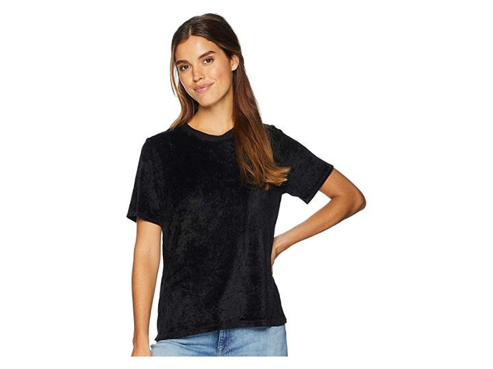 Michael Stars Vali Velvet Short Sleeve Crew Neck Tee (black) Women's T Shirt