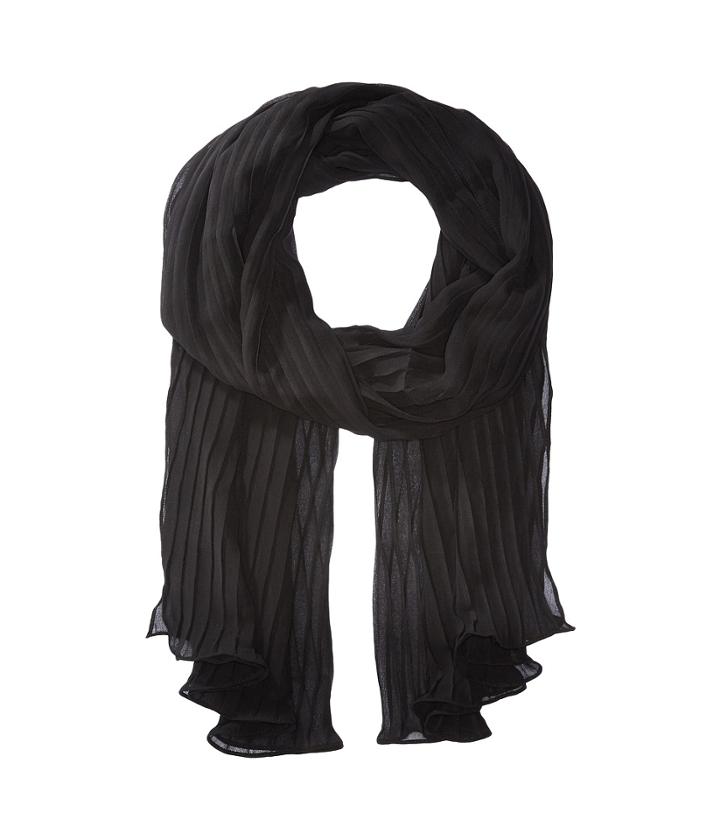 Steve Madden Solid Georgette Pleated Eve Wrap (black) Scarves