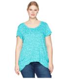 Extra Fresh By Fresh Produce Plus Size Waves Twin Peaks Top (caribbean Green) Women's Clothing